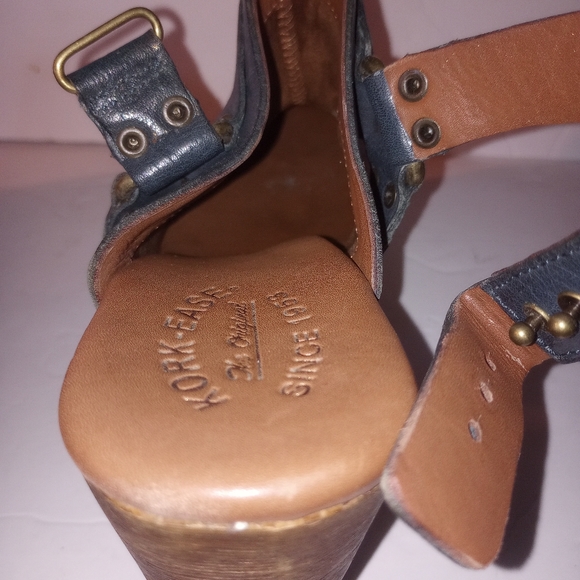 Kork Ease grey leather wooden heel clogs - Picture 6 of 11